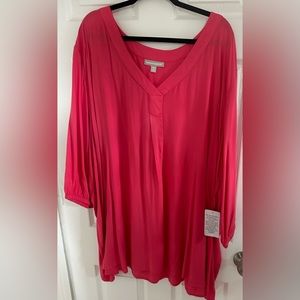 Woman Within 3/4 Sleeve Pleat-Front Tunic - Size 5X (36/38)